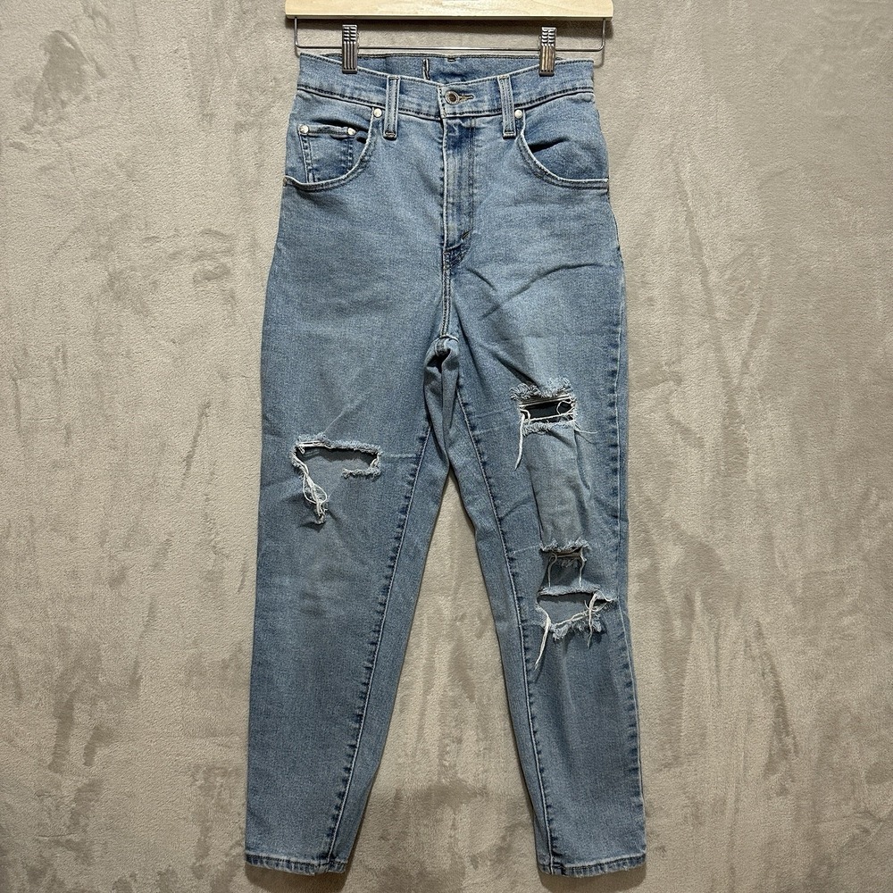 Levis SilverTab Womens Mom Jeans Tapered Distressed High‎ Waisted Size 26